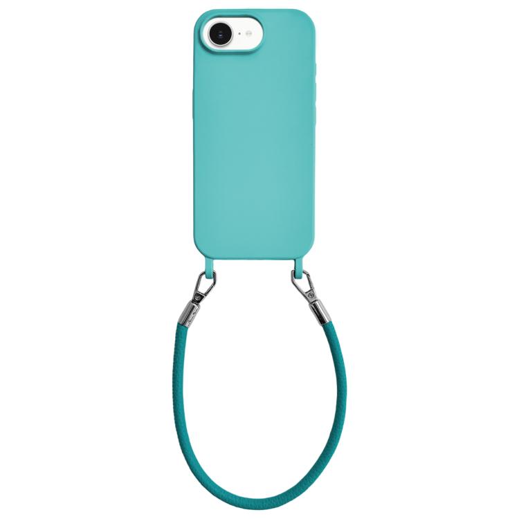 Custodia per telefono in silicone antiurto con passanti integrati per cordino e cordino in pelle., For iPhone 16e / 17e