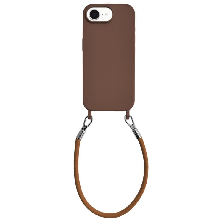 Custodia per telefono in silicone antiurto con passanti integrati per cordino e cordino in pelle., For iPhone 16e / 17e