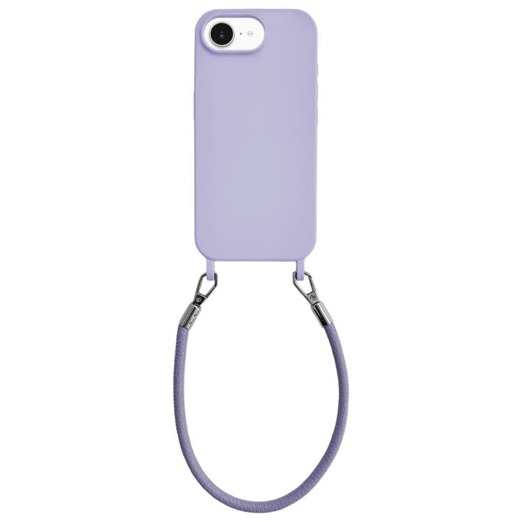 Custodia per telefono in silicone antiurto con passanti integrati per cordino e cordino in pelle., For iPhone 16e / 17e