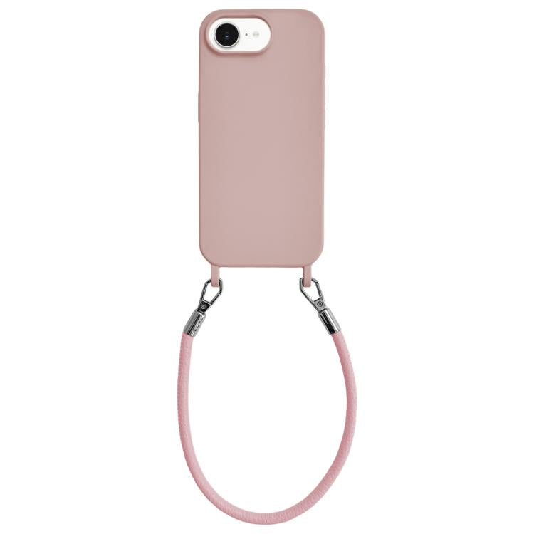 Custodia per telefono in silicone antiurto con passanti integrati per cordino e cordino in pelle., For iPhone 16e / 17e