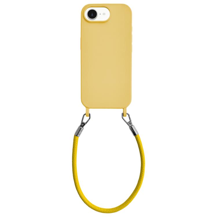 Custodia per telefono in silicone antiurto con passanti integrati per cordino e cordino in pelle., For iPhone 16e / 17e