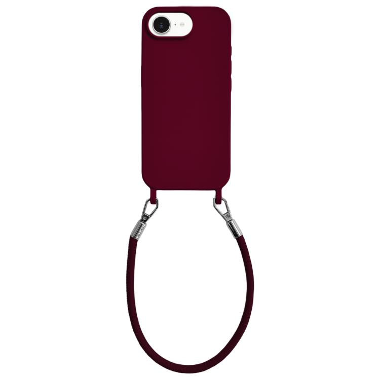 Custodia per telefono in silicone antiurto con passanti integrati per cordino e cordino in pelle., For iPhone 16e / 17e