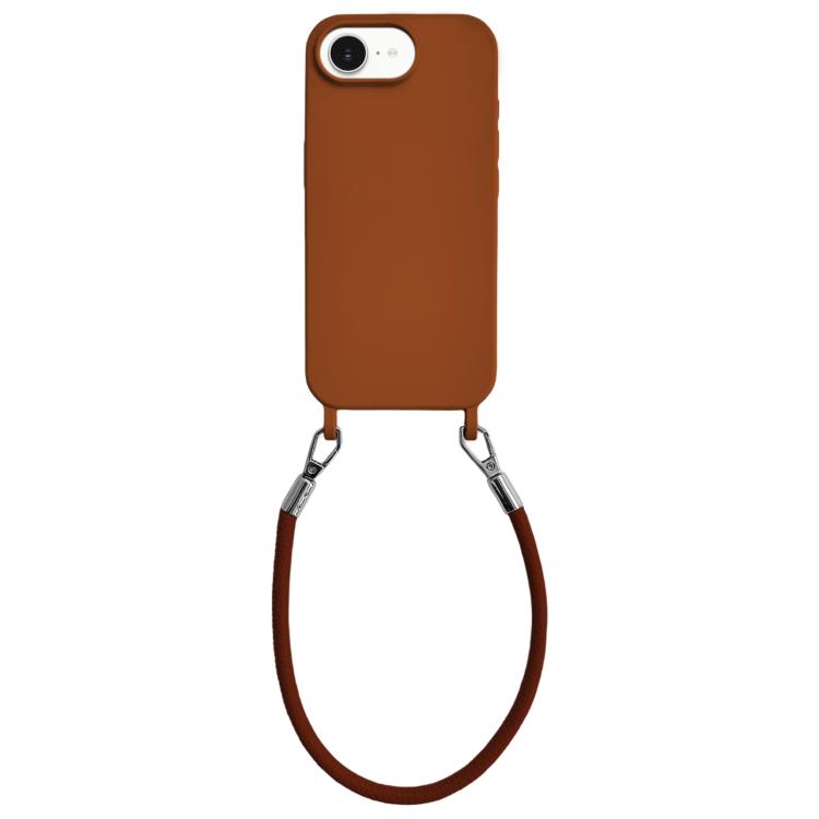 Custodia per telefono in silicone antiurto con passanti integrati per cordino e cordino in pelle., For iPhone 16e / 17e