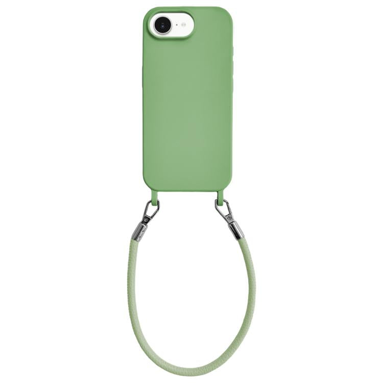 Custodia per telefono in silicone antiurto con passanti integrati per cordino e cordino in pelle., For iPhone 16e / 17e