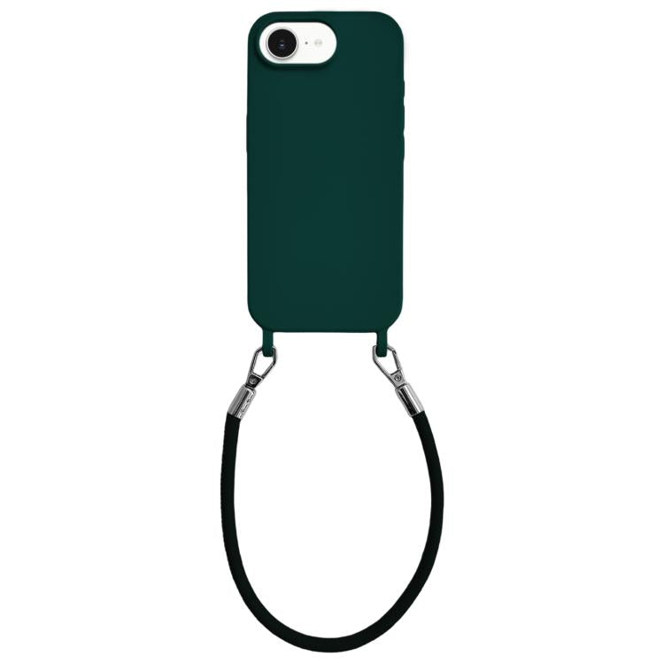 Custodia per telefono in silicone antiurto con passanti integrati per cordino e cordino in pelle., For iPhone 16e / 17e