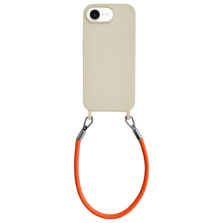 Custodia per telefono in silicone antiurto con passanti integrati per cordino e cordino in pelle., For iPhone 16e / 17e