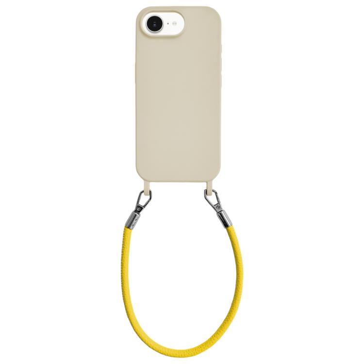 Custodia per telefono in silicone antiurto con passanti integrati per cordino e cordino in pelle., For iPhone 16e / 17e