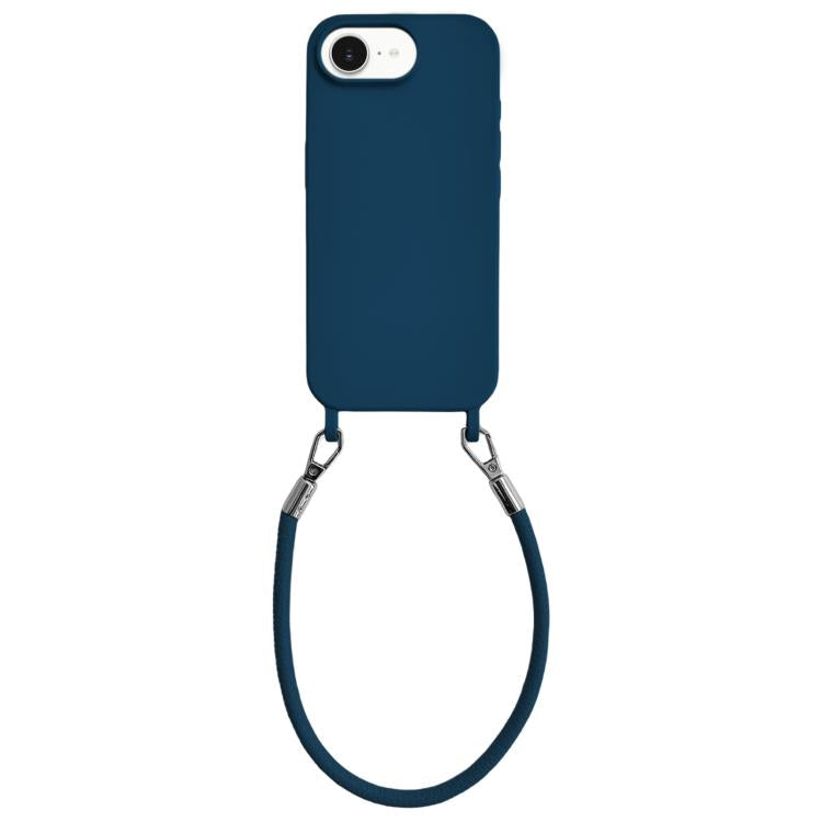 Custodia per telefono in silicone antiurto con passanti integrati per cordino e cordino in pelle., For iPhone 16e / 17e