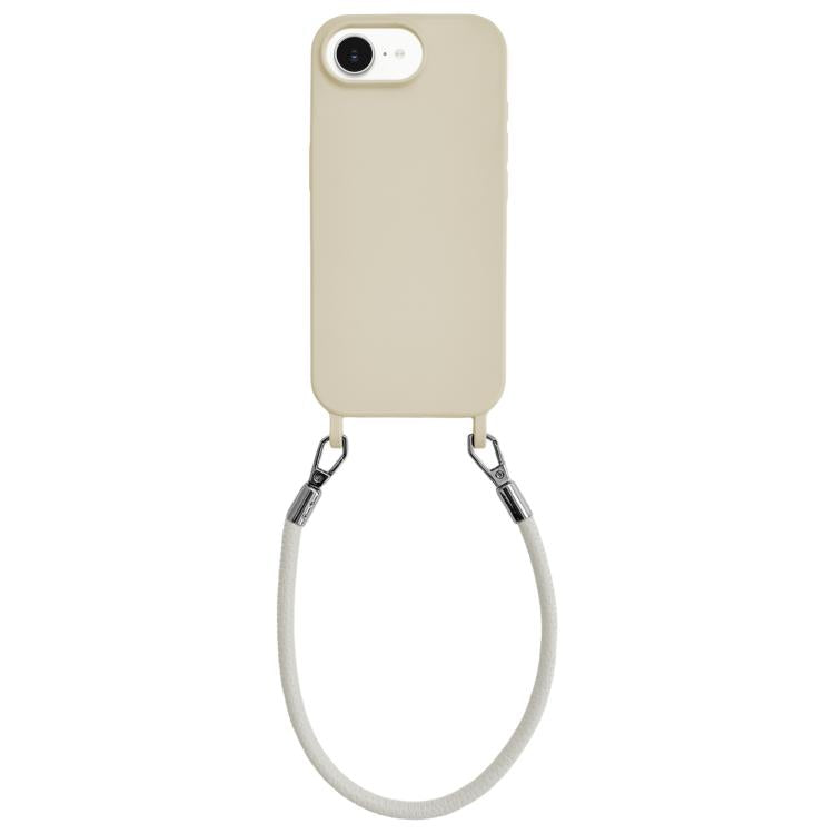 Custodia per telefono in silicone antiurto con passanti integrati per cordino e cordino in pelle., For iPhone 16e / 17e
