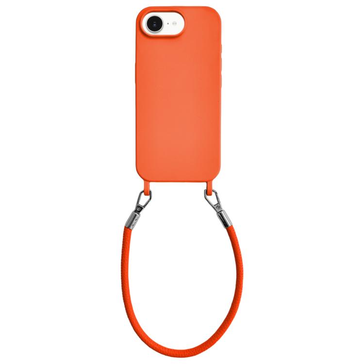 Custodia per telefono in silicone antiurto con passanti integrati per cordino e cordino in pelle., For iPhone 16e / 17e