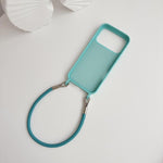 Custodia per telefono in silicone antiurto con passanti integrati per cordino e cordino in pelle., For iPhone 16