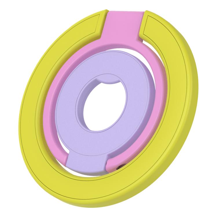 Supporto magnetico per telefono con fibbia ad anello girevole a 360 gradi e design a triplo colore.