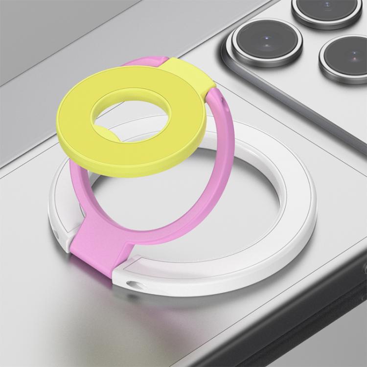 Supporto magnetico per telefono con fibbia ad anello girevole a 360 gradi e design a triplo colore.