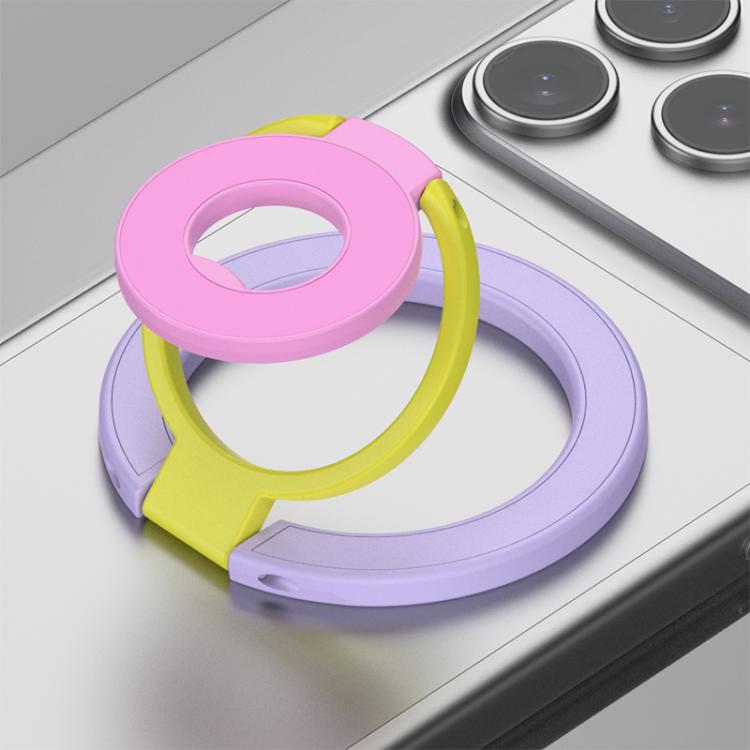 Supporto magnetico per telefono con fibbia ad anello girevole a 360 gradi e design a triplo colore.