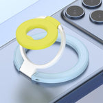 Supporto magnetico per telefono con fibbia ad anello girevole a 360 gradi e design a triplo colore.