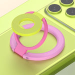 Supporto magnetico per telefono con fibbia ad anello girevole a 360 gradi e design a triplo colore.