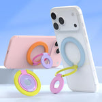 Supporto magnetico per telefono con fibbia ad anello girevole a 360 gradi e design a triplo colore.