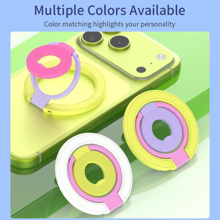 Supporto magnetico per telefono con fibbia ad anello girevole a 360 gradi e design a triplo colore.