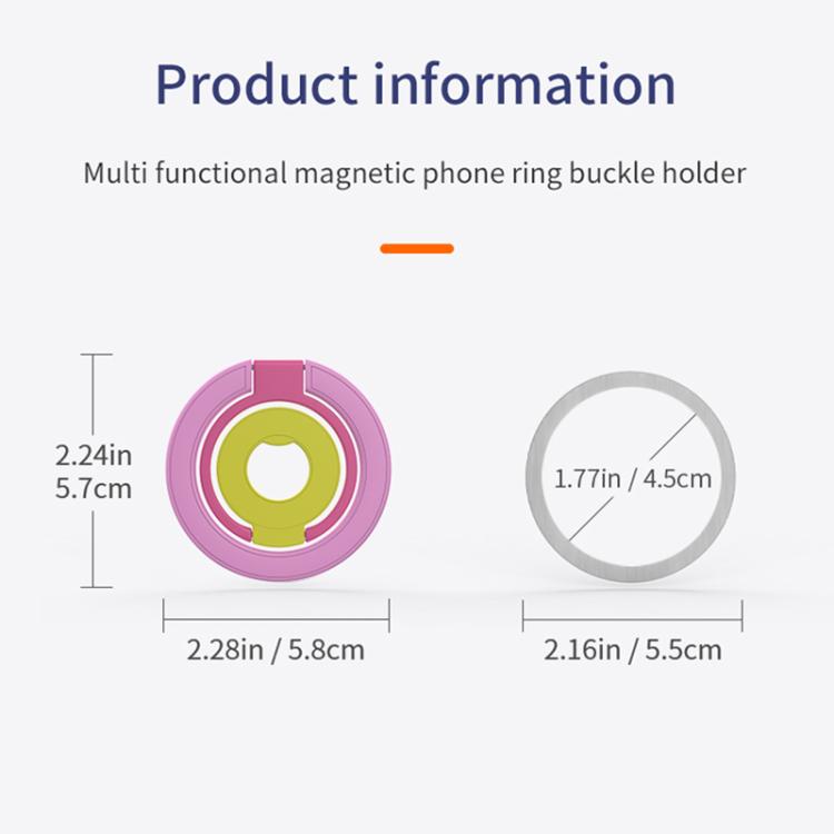 Supporto magnetico per telefono con fibbia ad anello girevole a 360 gradi e design a triplo colore.