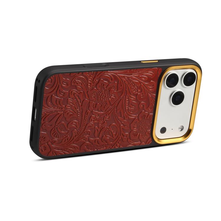 Custodia per telefono in pelle con texture floreale retrò Denier A26+2, For iPhone 17 Pro Max, For iPhone 17 Pro, For iPhone 16 Pro Max, For iPhone 16 Pro, For iPhone 15 Pro Max, For iPhone 15 Pro
