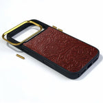 Custodia per telefono in pelle con texture floreale retrò Denier A26+2, For iPhone 17 Pro Max, For iPhone 17 Pro, For iPhone 16 Pro Max, For iPhone 16 Pro, For iPhone 15 Pro Max, For iPhone 15 Pro