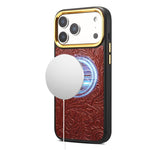 Custodia per telefono in pelle con texture floreale retrò Denier A26+2, For iPhone 17 Pro Max, For iPhone 17 Pro, For iPhone 16 Pro Max, For iPhone 16 Pro, For iPhone 15 Pro Max, For iPhone 15 Pro