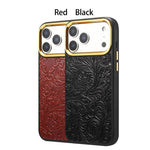 Custodia per telefono in pelle con texture floreale retrò Denier A26+2, For iPhone 17 Pro Max, For iPhone 17 Pro, For iPhone 16 Pro Max, For iPhone 16 Pro, For iPhone 15 Pro Max, For iPhone 15 Pro