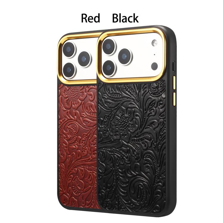 Custodia per telefono in pelle con texture floreale retrò Denier A26+2, For iPhone 17 Pro Max, For iPhone 17 Pro, For iPhone 16 Pro Max, For iPhone 16 Pro, For iPhone 15 Pro Max, For iPhone 15 Pro