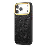 Custodia per telefono in pelle con texture floreale retrò Denier A26+2, For iPhone 17 Pro Max, For iPhone 17 Pro, For iPhone 16 Pro Max, For iPhone 16 Pro, For iPhone 15 Pro Max, For iPhone 15 Pro