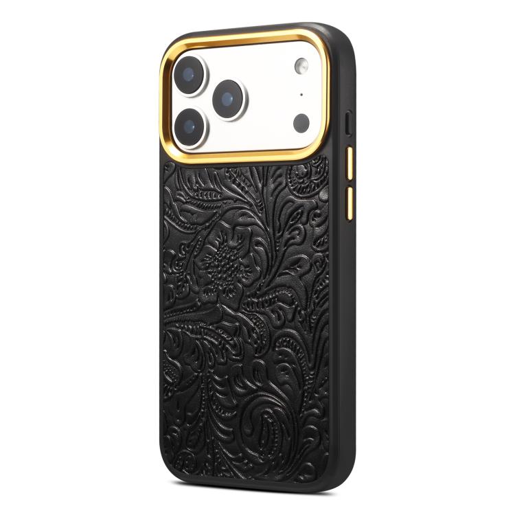 Custodia per telefono in pelle con texture floreale retrò Denier A26+2, For iPhone 17 Pro Max, For iPhone 17 Pro, For iPhone 16 Pro Max, For iPhone 16 Pro, For iPhone 15 Pro Max, For iPhone 15 Pro