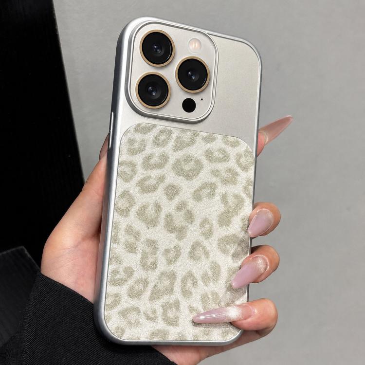 Ampia finestra, copertura totale, custodia per telefono con stampa leopardata glitterata., For iPhone 16 Pro Max, For iPhone 16 Pro, For iPhone 16 Plus, For iPhone 16