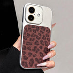 Ampia finestra, copertura totale, custodia per telefono con stampa leopardata glitterata., For iPhone 16 Pro Max, For iPhone 16 Pro, For iPhone 16 Plus, For iPhone 16