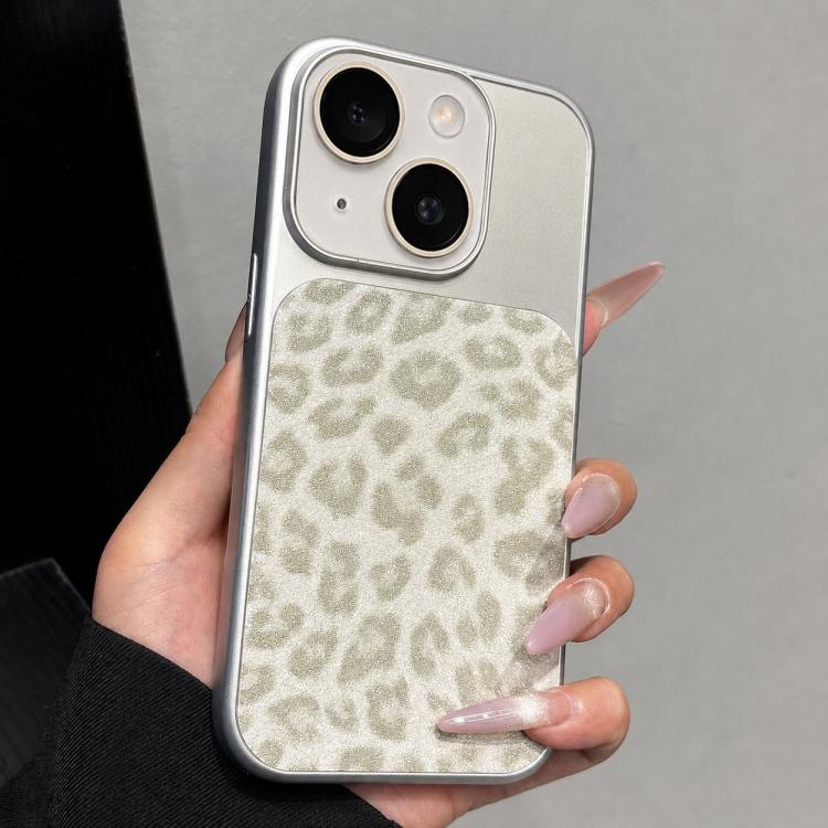Ampia finestra, copertura totale, custodia per telefono con stampa leopardata glitterata., For iPhone 15 Pro Max, For iPhone 15 Pro, For iPhone 15 Plus, For iPhone 15