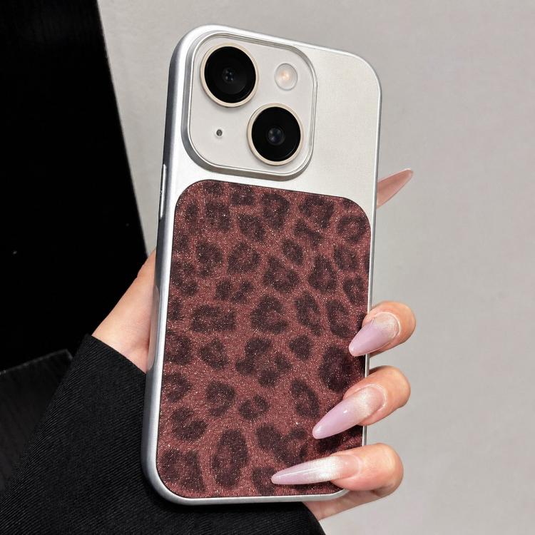 Ampia finestra, copertura totale, custodia per telefono con stampa leopardata glitterata., For iPhone 14 Plus, For iPhone 14, For iPhone 14 Pro, For iPhone 14 Pro Max