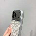 Ampia finestra, copertura totale, custodia per telefono con stampa leopardata glitterata., For iPhone 15 Pro Max, For iPhone 15 Pro, For iPhone 15 Plus, For iPhone 15