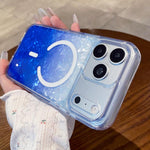 Custodia magnetica per telefono con effetto sfumato e craquelé., For iPhone 16e / 17e, For iPhone 17 Pro Max, For iPhone 16 Pro Max, For iPhone 16 Pro, For iPhone 15 Pro Max, For iPhone 15