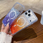Custodia magnetica per telefono con effetto sfumato e craquelé., For iPhone 14, For iPhone 14 Pro Max, For iPhone 13 Pro Max, For iPhone 13, For iPhone 12 Pro Max