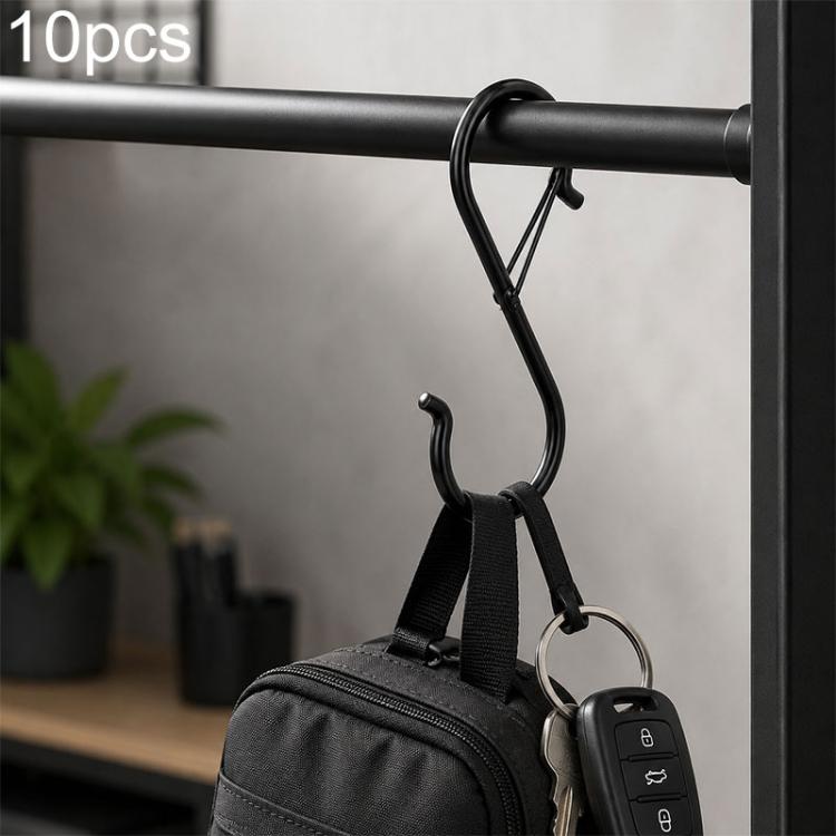 10 ganci a molla antivento a forma di S con fibbia di sicurezza.