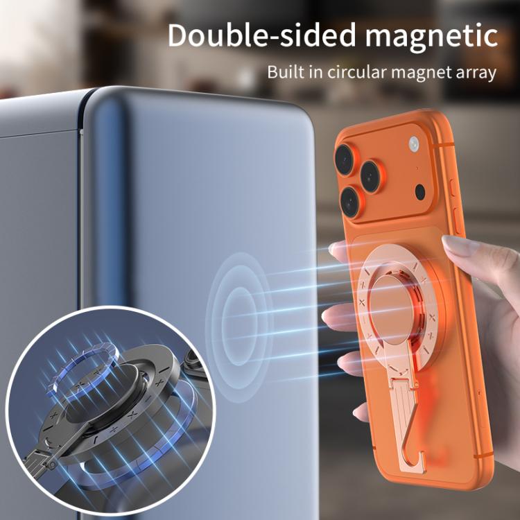 Supporto magnetico multifunzione a doppia faccia per telefono, con gancio da scrivania.