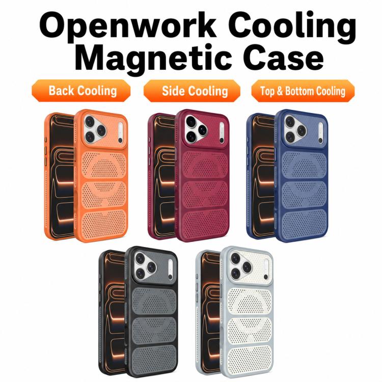 Custodia per telefono ibrida magnetica in PC e TPU con design a foro cavo per un raffreddamento ottimale., For iPhone 17 Pro Max, For iPhone 17 Pro, For iPhone 17, For iPhone 16 Pro Max