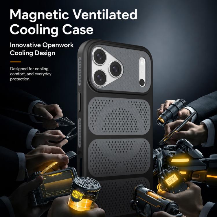 Custodia per telefono ibrida magnetica in PC e TPU con design a foro cavo per un raffreddamento ottimale., For iPhone 17 Pro Max, For iPhone 17 Pro, For iPhone 17, For iPhone 16 Pro Max
