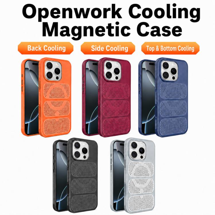 Custodia per telefono ibrida magnetica in PC e TPU con design a foro cavo per un raffreddamento ottimale., For iPhone 16 Pro, For iPhone 16 Plus, For iPhone 16, For iPhone 15 Pro Max