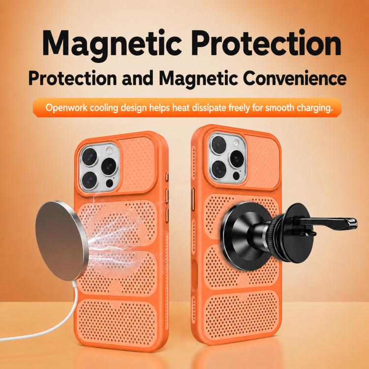 Custodia per telefono ibrida magnetica in PC e TPU con design a foro cavo per un raffreddamento ottimale., For iPhone 16 Pro, For iPhone 16 Plus, For iPhone 16, For iPhone 15 Pro Max