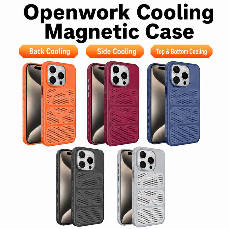 Custodia per telefono ibrida magnetica in PC e TPU con design a foro cavo per un raffreddamento ottimale., For iPhone 15 Pro, For iPhone 15 Plus, For iPhone 15, For iPhone 14 Plus