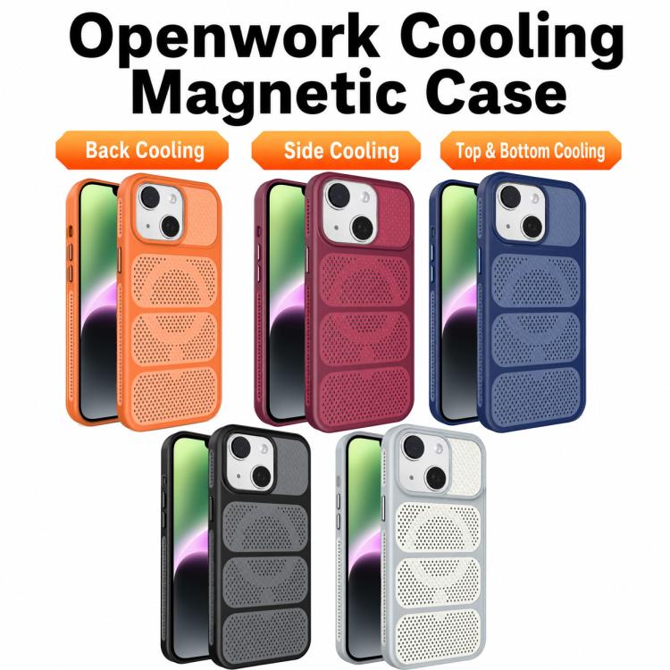 Custodia per telefono ibrida magnetica in PC e TPU con design a foro cavo per un raffreddamento ottimale., For iPhone 14, For iPhone 14 Pro, For iPhone 14 Pro Max, For iPhone 13 Pro Max