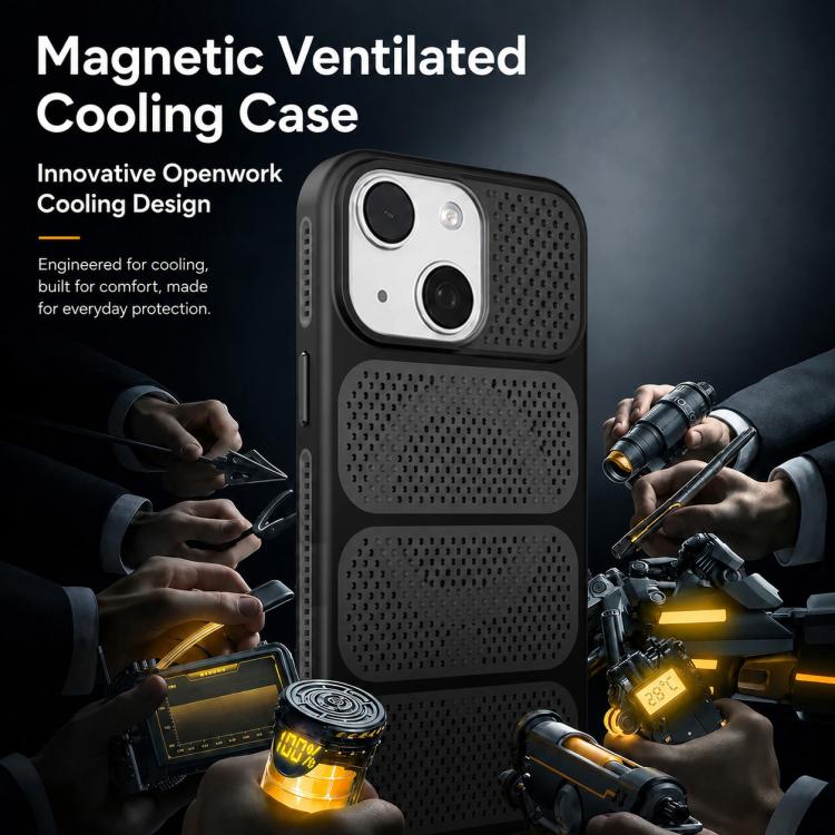 Custodia per telefono ibrida magnetica in PC e TPU con design a foro cavo per un raffreddamento ottimale., For iPhone 14, For iPhone 14 Pro, For iPhone 14 Pro Max, For iPhone 13 Pro Max