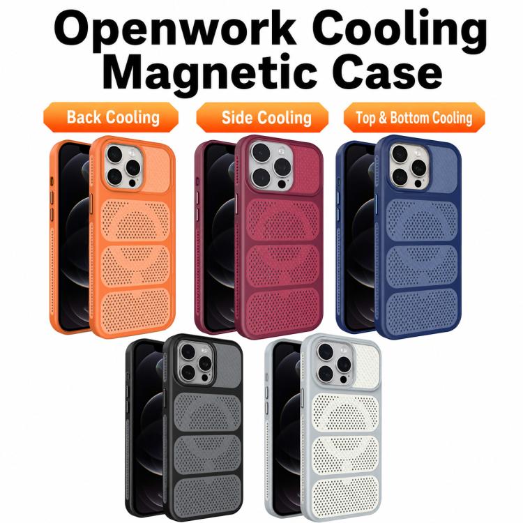 Custodia per telefono ibrida magnetica in PC e TPU con design a foro cavo per un raffreddamento ottimale., For iPhone 12 Pro