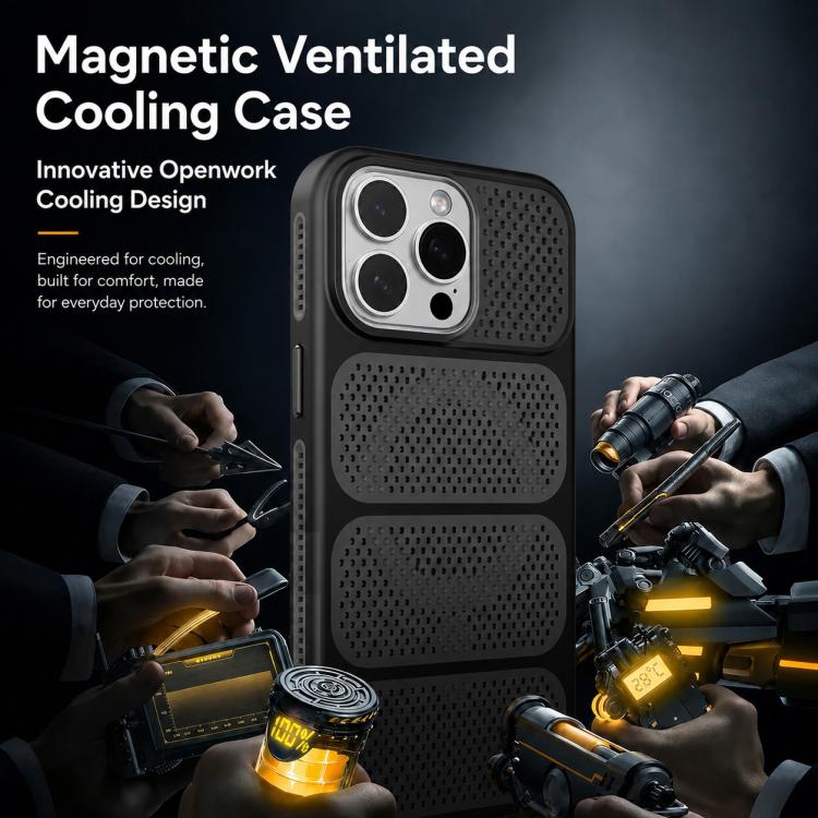 Custodia per telefono ibrida magnetica in PC e TPU con design a foro cavo per un raffreddamento ottimale., For iPhone 12 Pro