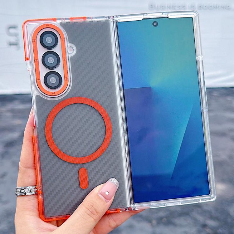 Custodia per telefono MagSafe con texture in fibra di carbonio bicolore., For Samsung Galaxy Z Fold7
