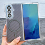 Custodia per telefono MagSafe con texture in fibra di carbonio bicolore., For Samsung Galaxy Z Fold7